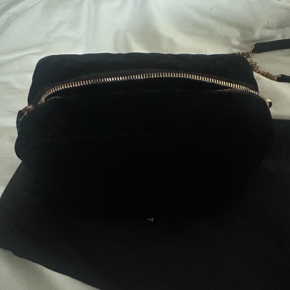Saint Laurent Black Velvet Puffer Crossbody Bag with Gold Hardware - Picture 2 of 9